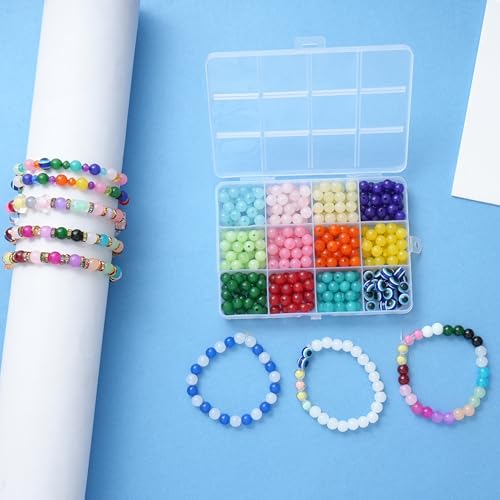 Image of Ambitieux DIY Bracelet Making Kit for Girls - 12 Types Colorful Beads with Charms, Elastic Thread, Earrings, Clasps & Rings - Jewellery Craft Kit for Kids, Birthday Return Gift, Rakhi Special Set for 2 3 4 5 6 7 8 9 10 years (8mm Moon)