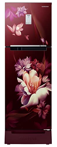 Image of Samsung 236L 2 Star Inverter Frost-Free Convertible 3 In 1 Curd Maestro Double Door Refrigerator Appliance (RT28C3C32RZ /HL,Midnight Blossom Red) Base Stand Drawer