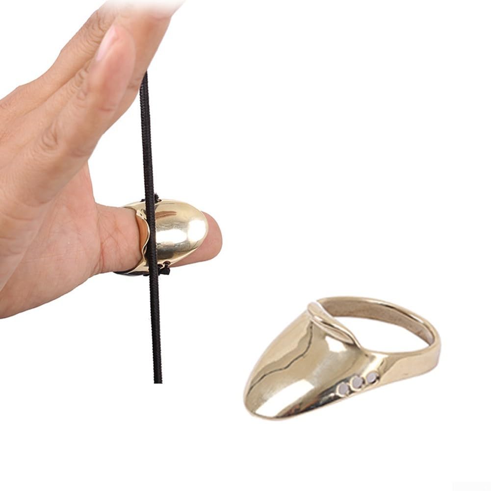 Anillo de latón para el pulgar, protector de dedos con almohadilla de cuero, tamaños de 18-24 mm compatibles con caza con arco, protección de tiro (18#) - 4