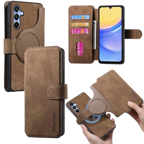 Étui portefeuille Samsung A15 CCSmall avec blocage RFID et étui magnétique détachable cuir KQX