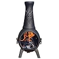 Sun Fire Outdoor Chiminea Fireplace by The Blue Rooster - Cast Aluminum Deck or Patio Firepit