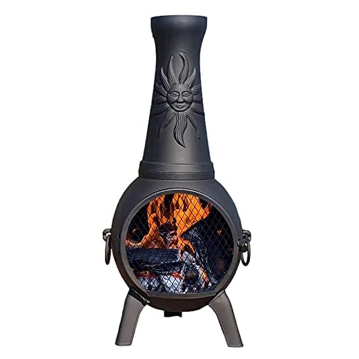 Sun Fire Outdoor Chiminea Fireplace by The Blue Rooster - Cast Aluminum Deck or Patio Firepit