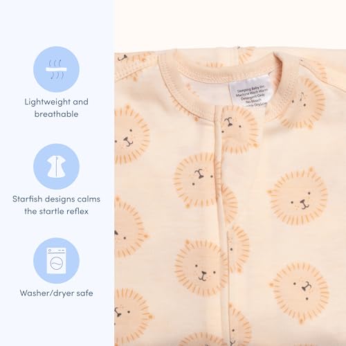 Image of SleepingBaby Zipadee-Zip Transition Swaddle - Cozy Baby Swaddle Blanket with Zipper Convenience - Roomy Wearable Blanket for Easy Diaper Changes - Lions, X-Small (3-6 Month)