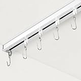 FELIDESIGN Curtain Track, Ceiling Curtain Track for Room Divider, Ceiling Mount Rail Set with Roller Hooks, White, 6ft - 9ft