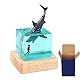 cimsfcor Epoxidharz Hai Nachtlicht, Nachtlampe mit Buckel Wal Shark Taucherlampe mit Holzsockel für Home Office Dekoration (Megalodon)