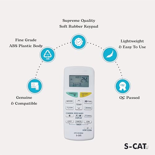 Image of S-CAT Compatible with Daikin AC Remote Original ARC484B32 (No Backlight) with Dew Clean Function Model 132L Suitable for Split /Window AC (Match Old Remote Exactly, Contact Customer Care for Order)