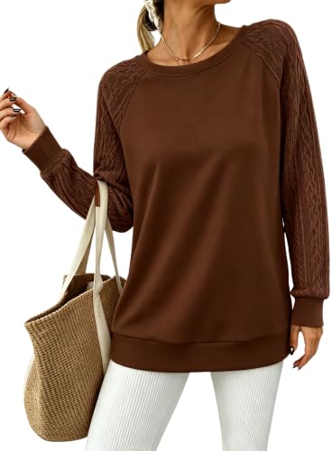 Image of Bluetime Women's Long Sleeve Sweatshirts Fall Crewneck Tunic Tops Casual