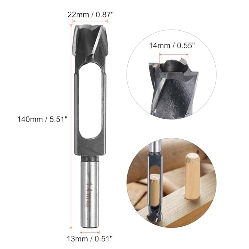 Image of HARFINGTON Wood Tenon Dowel Plug Cutter 14mm Metric Tenon Dowel Cutting Tools Drill Bit High Speed Steel Wood Plug Dowel Cutter with Round Shank for Woodworking Furniture Making