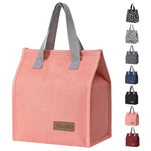 TELLUMO Lunch bag, Insulated Lunch Bag for Women Men Large Lunch Box Container Reusable Leakproof Tote for Office, Work, School, Beach or Travel (Pink)