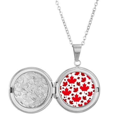 Collier médaillon drapeau canadien en érable pour anniversaire