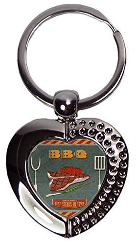 Leotie GmbH Llavero Retro T-Bone de Barbacoa Corazón Impreso