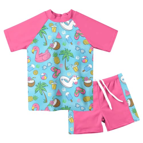 Image of Lovekider Girls Swimsuits 2 Piece Rash Guard Liner Bathing Suit Shorts Set