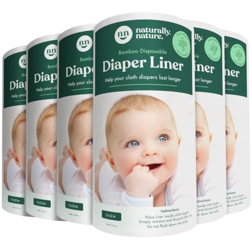 Image of Naturally Nature Disposable Cloth Diaper Liners, Unscented, Fragrance-Free, Chlorine Free Diaper Inserts - 600 Count - (6 Rolls, 100 Sheets per Roll)