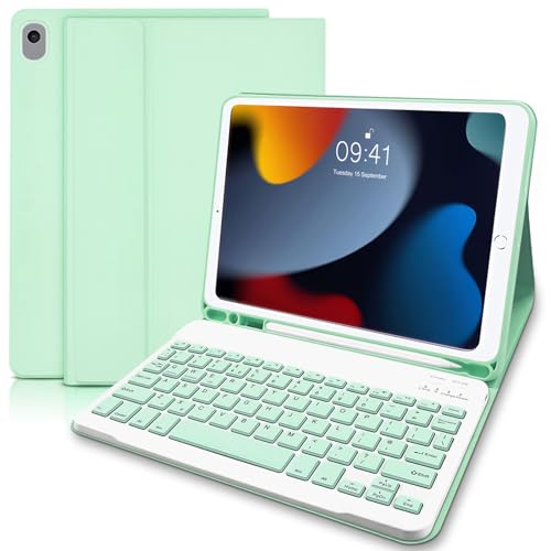 Keyboard Case for iPad 10.2 9th Generation(2021)- Case with Keyboard 10.2 inch,Detachable Wireless Keyboard Case with Pencil Holder