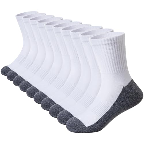 Image of DoSmart Kids Athletic Crew Socks Boys Girls Classics Cotton School Uniform Childs Sports Breathable Casual Socks 10 Pairs