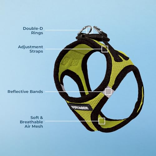 Image of Best Pet Supplies Voyager Step-in Air Harness - All Weather Mesh, Reflective, No Pull Harness for Dogs, Cats - Secure with Hook & Loop Fastener, Buckle, Double D-Rings - Lime Green /Black Trim, XL