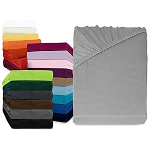 npluseins klassisches Jersey Spannbetttuch – erhältlich in 34 modernen Farben und 6 verschiedenen Größen – 100% Baumwolle, 120 x 200 cm, Silber