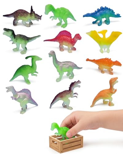 YIPFEN Juguetes de Dinosaurios 12 Unidades Mini | Figuras Realistas de Plástico Resistente para Niños, Regalos, Fiesta y Aprendizaje Educativo