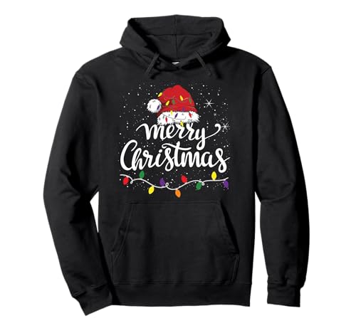 Merry Christmas Lights Red Santa Hat Xmas Family Men Women Pullover Hoodie