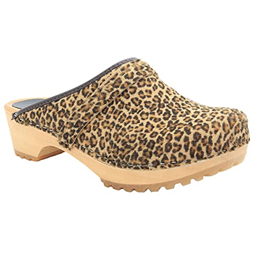 Image of Bjork Maja Wood Open Back Leather Clogs
