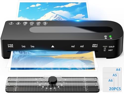 Laminator Machine, A4 Laminators Hot & Cold with 20 Laminating Sh...
