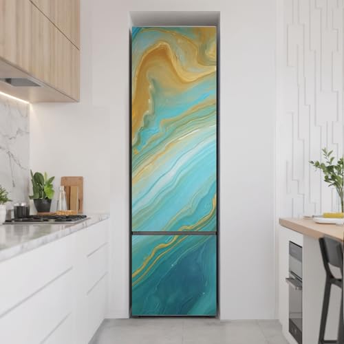 Vinilo para nevera de 60x205 cm con diseño de ondas abstractas 3