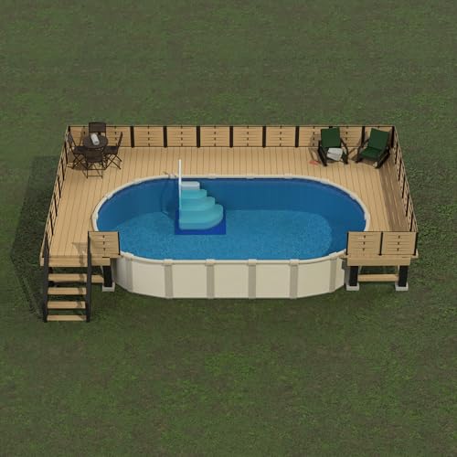 Aqua Select Resin Pool Steps for Above Ground Pools | Oyster Shell White | Heavy-Duty ABS Construction | 350 lb Capacity, Non-Slip Step Treads, & Handrail | Includes Liner Guard | No Weights Needed