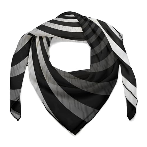 Head Scarf Black And White Spiral Tunnel Printed Neck Scarves Women's Fashion Silk Feeling Scarf for Hair Wrapping And Sleeping at Night