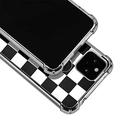 Skinit Clear Phone Case Compatible with Google Pixel 5a 5G - Black and White Checkered Design