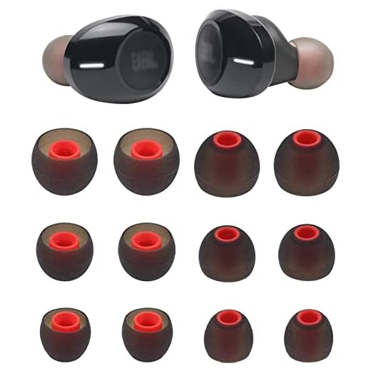 ALXCD Ear Tips Compatible with JBL Tune 125TWS Headphones, 6 Pairs S M L Sizes Replacement Silicone Earbud Tips, Compatible with JBL Tune 125TWS，Black/Red