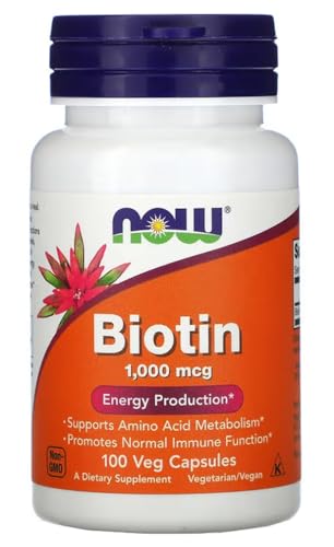 Now Foods - BIOTIN 1000 mcg | Apoyo para piel, cabello y uñas saludables - 100 cápsulas vegetarianas