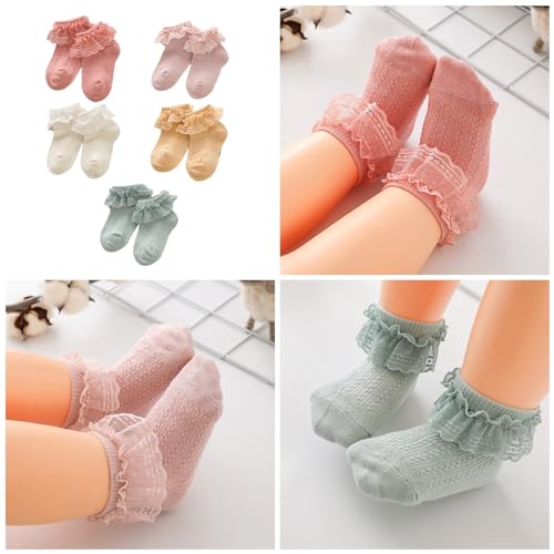 Toddler Socks, 1 Pair Baby Lace Socks Breathable Girls Spring Sock Ruffle Cotton Sock for Birthdays and Celebrations2