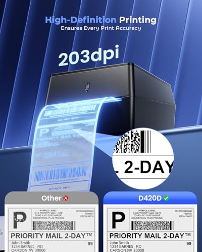 Image of Phomemo Shipping Label Printer with Touchable Screen & 3 Roll Labels