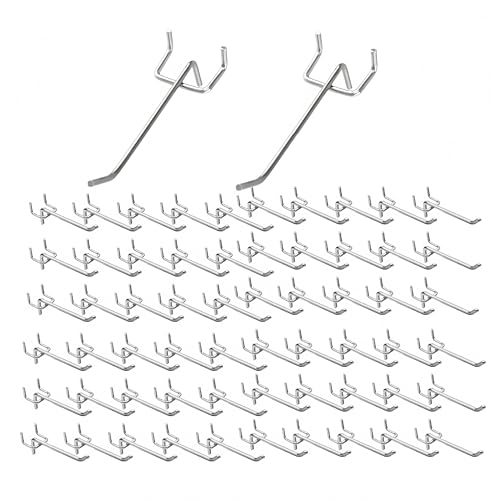 Changyeah 60 Ganchos de Pared de Hierro en Forma de J con Recubrimiento en Polvo, Plateados, Modernos, Minimalistas