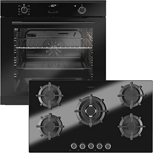 Oranier Backofen Set autark inklusive Gas-Kochfeld 90 cm GKH 2785 und schwarzem Pyrolyse Einbaubackofen EBP 9872