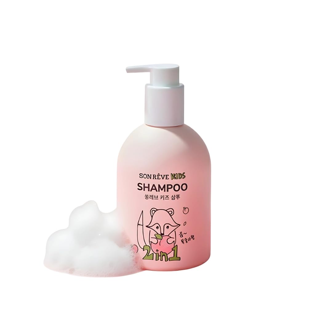 Kids 2-in-1 Peach Coco Scent Shampoo, pH-Balanced Shampoo That Cleanses and Conditions in One Step,Kid-Friendly Allergen-Free Fragrance, 300ml