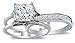 Size 6 - Solid 925 Sterling Silver Bridal Set Princess Cut Solitaire Engagement Ring with Matching Channel Set Wedding Band CZ Cubic Zirconia 2.0ct. With Elegant Velvet Ring Box