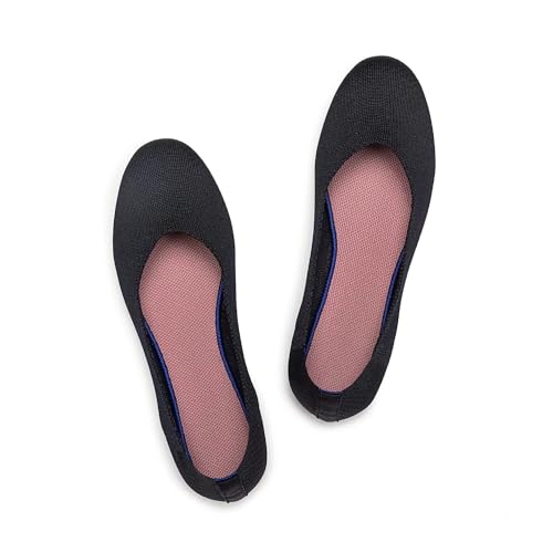 Image of Frank Mully Women's Ballet Flat Shoes Knit Dress Shoes Round Toe Slip On Ballerina Flats for Woman Low Wedge Comfort Soft