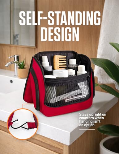 Image of VENTURE 4TH Hanging Travel Toiletry Bag, 18 Compartments - Red