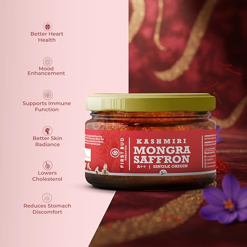 Image of First Bud Organics Pure Kashmiri Mongra Saffron (2g) | Grade A++ Kesar | Lab Tested | Original Kesar Threads | No Added Color | Premium Quality