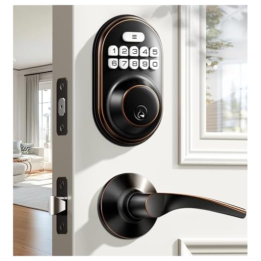 Veise Keyless Entry Door Lock with 2 Lever Handles - Electronic Keypad Deadbolt, Auto Lock, Back Lit & Easy Installation Design, Front Door Handle Sets, Oil Rubbed Bronze