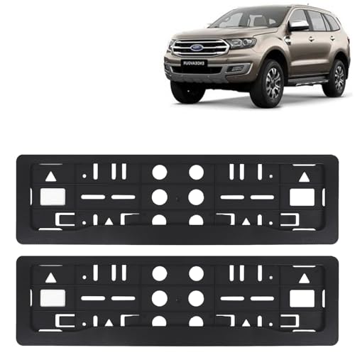 Image of KINGSWAY Endeavour Car Number Plate Frames for All 2019 to 2021 Models of Ford Car Registration Plate Holders, Black Licence Plate Covers (Front and Rear), Universal Size 51.5 x 14.5 cm