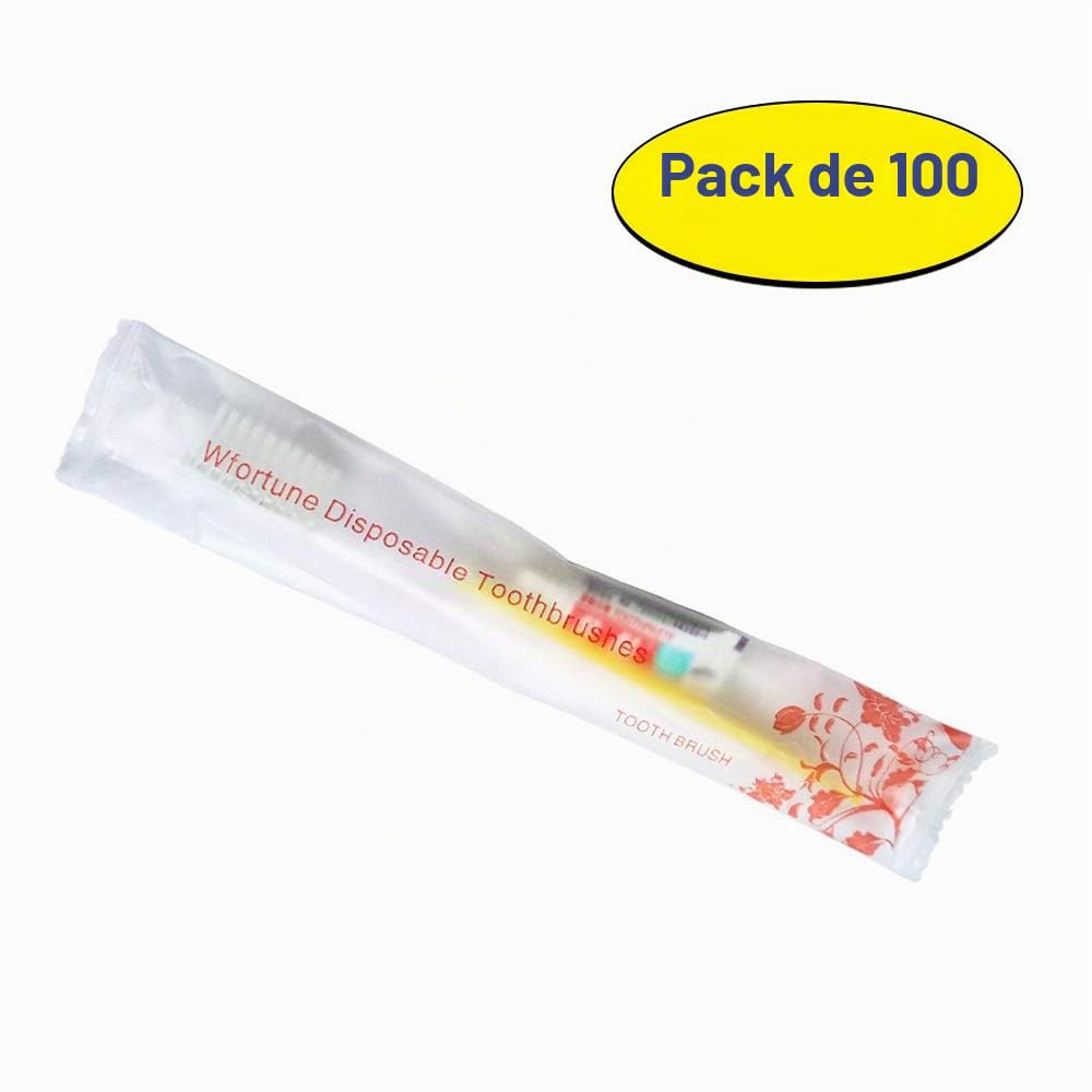 Cepillo De Dientes Desechable, 100 Cepillos De Pasta De Dientes Desechables, Empaquetados Individualmente Para El Equipo Del Baño Del Hotel, Lavado De Campamento De Viaje, Etc. (100 Piezas)