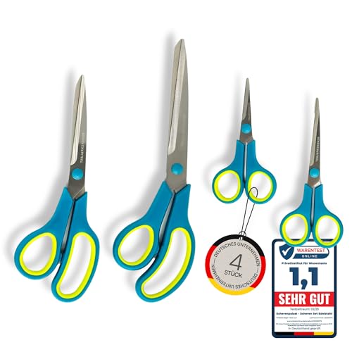 Scherenpalast 4-teiliger Scheren-Set (24 5/21 5/14 5/12 5 cm) ultrascharfe Klingen & ergonomische Griffe aus Edelstahl für Büro Haushalt & Basteln für Rechts- & Linkshänder