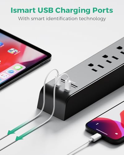 undefined 2 Pack Surge Protector Power Strip with 6 Outlets 4 USB Ports 5-Foot Long Heavy-Duty Braided Extension Cords Flat Plug 900 Joules 15A Circuit Breaker Wall Mount for Home Office ETL Listed の商品画像 5