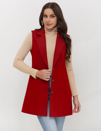 Image of IDEALSANXUN Plaid Vest for Women Fall Winter Sleeveless Blazer Jackets