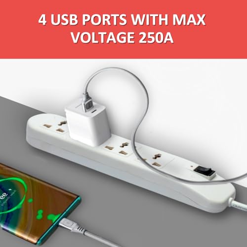 Image of SP40 - 4-Socket Power Strip | Surge Protection, Copper Cable & Reset Switch | 1.5m ABS Body, 1-Year Warranty