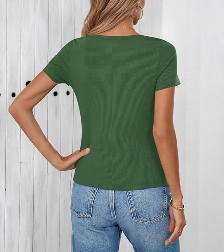 Womens Lightweight Summer Cardigan 2025 Short Sleeve Button Down Open Front Loose Fit Rib Knit Round Neck Cute Tops Clothes3