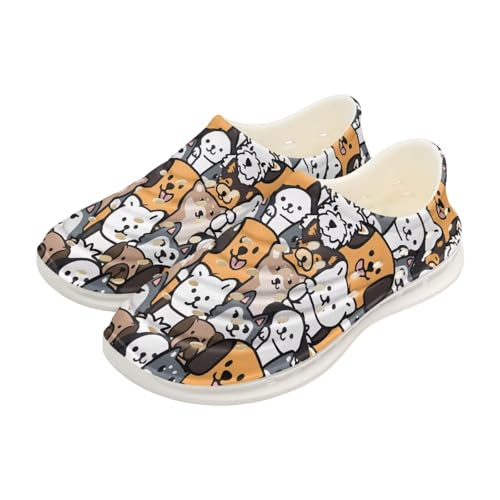 Watdotory Cartoon Puppy Print Slides for Kids Shower Slippers Bathroom Pool Sandals Boys Girls Comfy EVA Sole Summer Non-Slip Beach Shoes