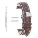 ACUNION™ Cowhide Leather Watch Strap Push Button Butterfly Deployment Buckle Watch Black Brown (22mm, Brown With Tan Stitch)